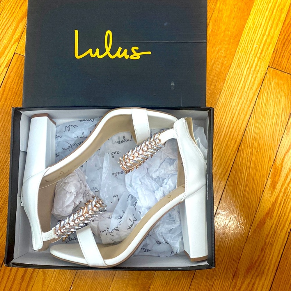 Lulus White Block Heel worn once